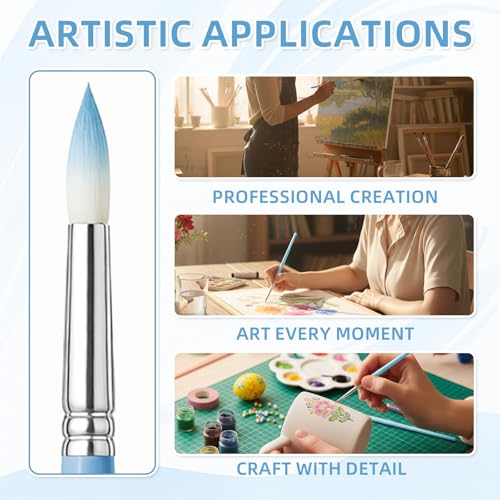 12 Pcs Round Professional Artist Watercolor Paint Brush Set, Blue - color: Blue, size: Round