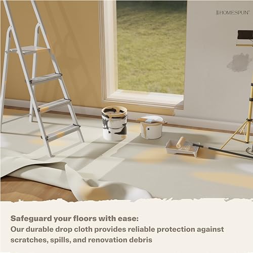 HOMESPUN Absorbent Machine-Washable Cotton Canvas Drop Cloth 6 x 9 ft - size: 6 ft x 9 ft