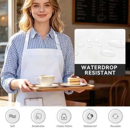 White Apron for Women and Men, Adjustable Chef Cooking Aprons - color: White 2