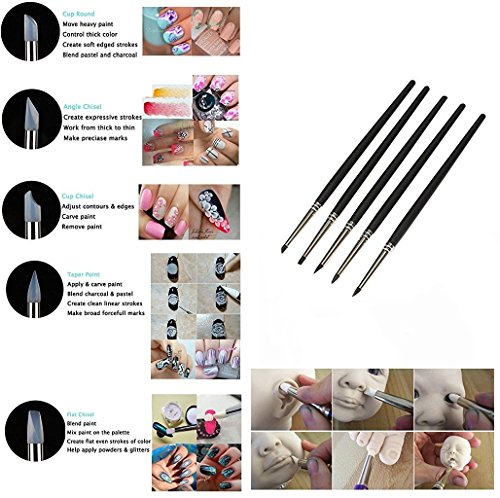 COMIART 5pcs Flexible Clay Sculpture Tools Silicon Color Shaper Brushes Size 0 - size: Size0