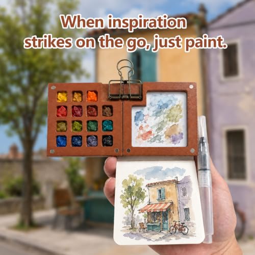 Mini Watercolor Travel Set, Mini Painting Kit, Pocket Palette, 24 Colors