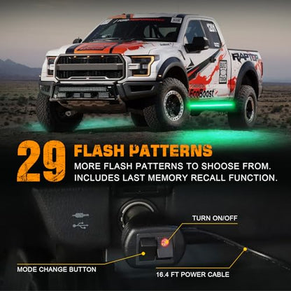 XRIDONSEN 2PCS 60 inch Running Board Strobe Lights Green Emergency Lights - color: Green