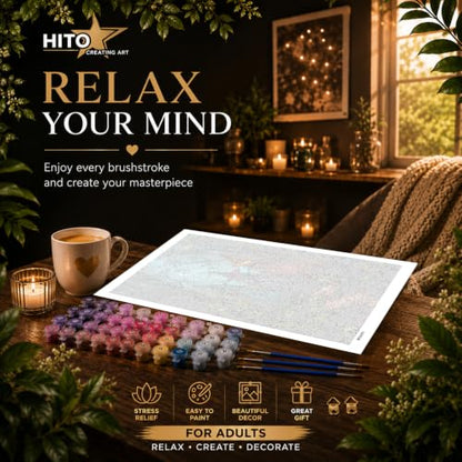 HITO Halloween Paint by Numbers Kit for Adults Witch 16x20 Inch Frameless - color: Witch Forest