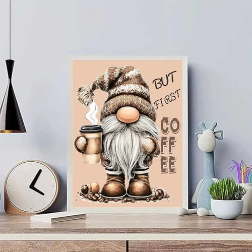 Gnome Diamond Art Kits for Adults, Gnome with Coffee Diamond Painting Kits - color: HS010-1