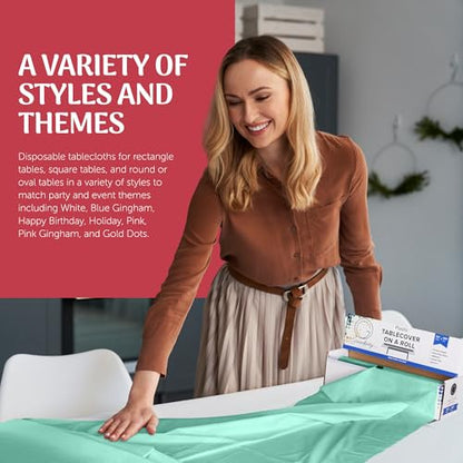 Grandipity Plastic Table Cloth Roll - 54in x 100 Ft. Table Cover Aqua - color: Aqua, size: 1200" x 54" (Rectangular)