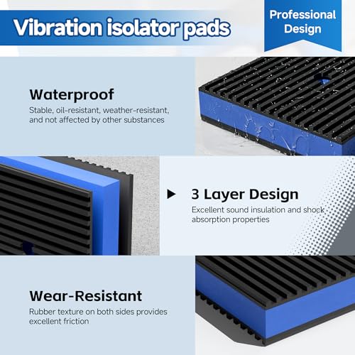 8 Pack 4 x 4 Inch Anti Vibration Pads, Rubber Isolation Pads - color: 4 X 4 - 8 Pcs