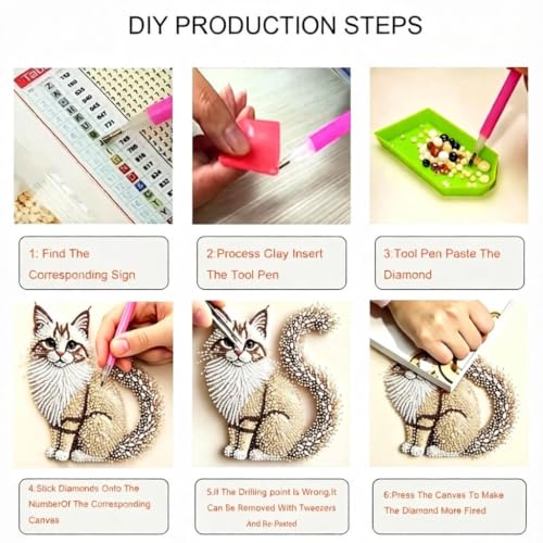 5D Cat Special Shape Diamond Art Kits for Adults,DIY Diamond Painting Kits - color: YP031
