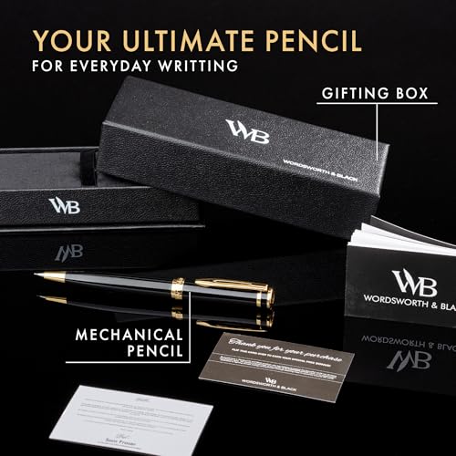 Wordsworth & Black Luxury Metal Mechanical Pencil 0.7mm for Writing, Black - color: Black Gold