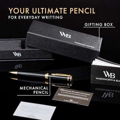 Wordsworth & Black Luxury Metal Mechanical Pencil 0.7mm for Writing, Black - color: Black Gold