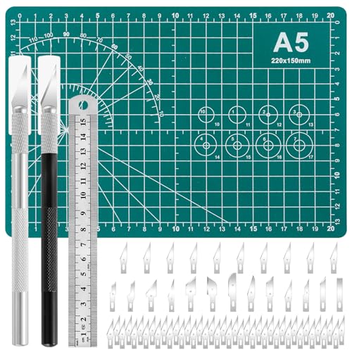 Precision hobby knife set, Craft Knife Blades Angles Steel Ruler - color: Green
