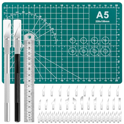 Precision hobby knife set, Craft Knife Blades Angles Steel Ruler - color: Green
