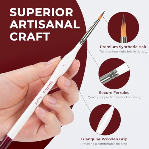Nicpro 18 PCS Miniature Paint Brushes, Micro Model Detail Paint Brush Set - size: 18 PCS