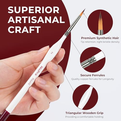 Nicpro 18 PCS Miniature Paint Brushes, Micro Model Detail Paint Brush Set - size: 18 PCS