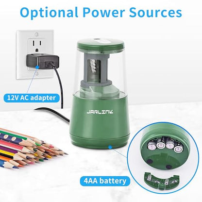 JARLINK Electric Pencil Sharpener, Heavy Duty Helical Blade, Auto Stop - color: Green