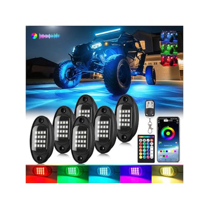 6Pods RGB LED Rock Lights Multicolor Underglow Accent Light Kit 12V - size: 6Pods