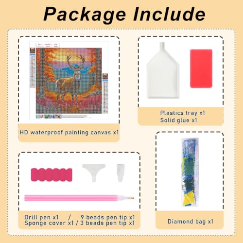 FHBUBPUP Deer Diamond Art Kits for Adults, Autumn Diamond Painting Kits