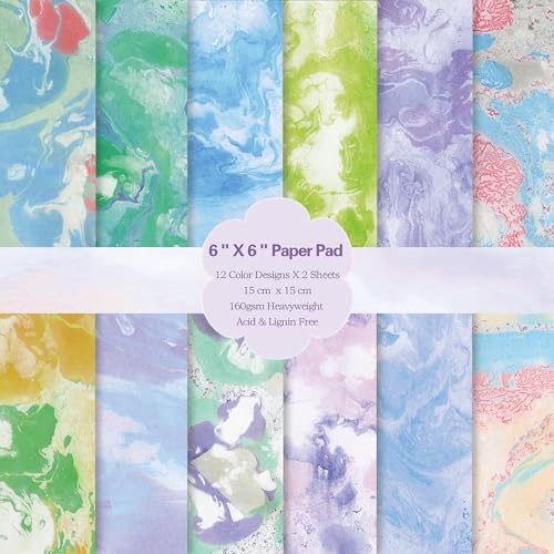6x6" Cardstock Single Sided Scrapbooking,Craft Decorative Scrap Book Paper - color: 24sheets-halo staining