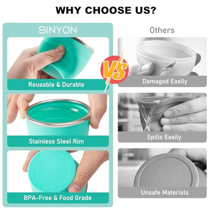 Collapsible Travel Cup, Foldable Water Cup with Lid, for Travel - color: Turquoise