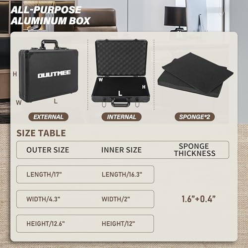 17 InchCarrying Case with Customizable Pre-Diced Foam - size: 17.1x12.6x4.4 Inch