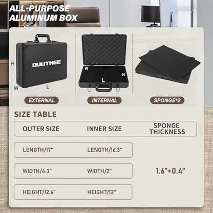 17 InchCarrying Case with Customizable Pre-Diced Foam - size: 17.1x12.6x4.4 Inch