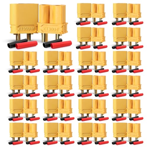 MADCATZ 20 Pairs XT30 Connectors with Heat Shrink Tubing - Male & Female Compatible for RC Drones, FPV, ESC, Battery Connections (40 Pcs) - color: 20 Pairs XT30, size: XT30