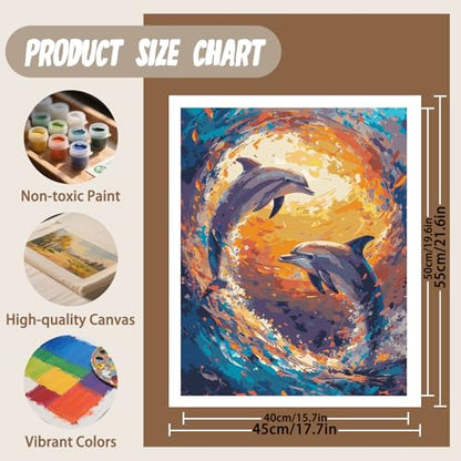 XTCIXAL Paint by Numbers Kit for Adults, Dolphin, 16X20 Inch - color: 19-Dolphin