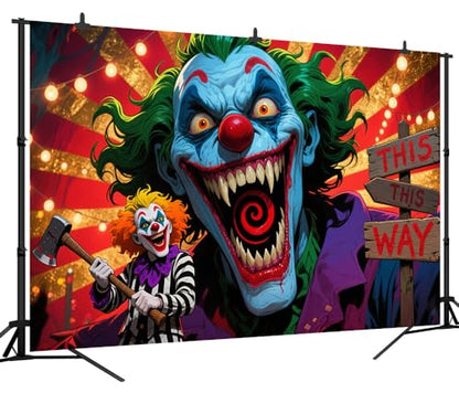 7x5FT Evil Clown Backdrop Horror Circus Background for Halloween Themed Birthday Party Decorations Vinyl - size: 7x5FT