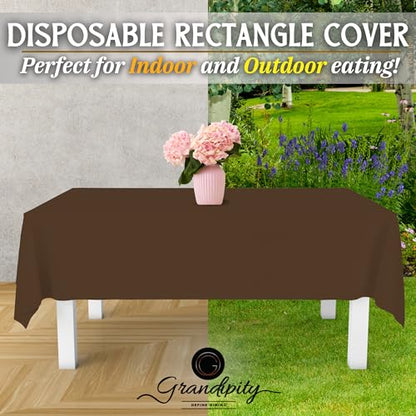 Grandipity Plastic Table Cloth Disposable 12 Pack 54” x 108” Rectangle - color: Brown, size: 54in. x 108in. Rectangle