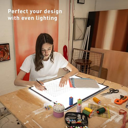 Daylight Wafer 3 Light Pad (A2+) Dimmable with Memory Function, Perfect for Tracing, Sketching, Scrapbooking and Other Craft Projects,18X23.5 inches, Black - style: Wafer3 (A2+)