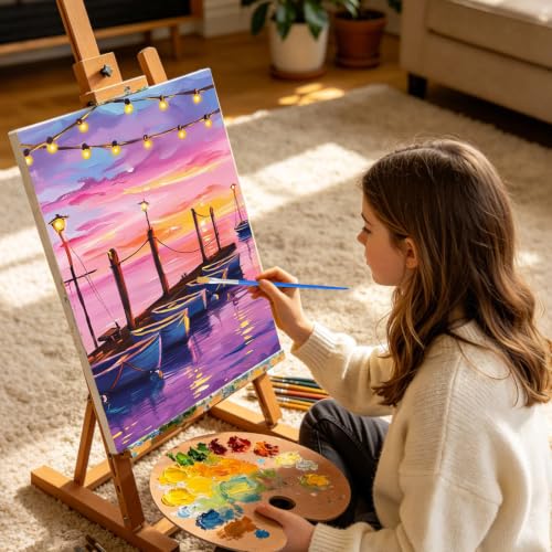 Kalonyth Boat Framed Paint by Numbers Kit for Adults Beginner 8x12 inch - color: Frame-OP-US02