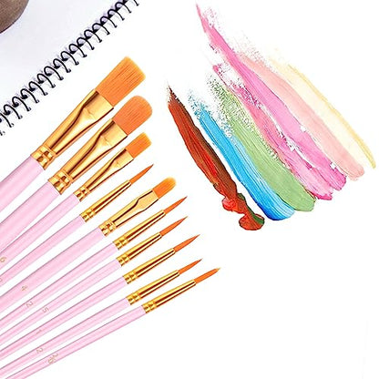 AROIC Acrylic Paint Brushes, 6 Packs/60 pcs Nylon Hair Paint Brush Set - size: 60pcs-pink