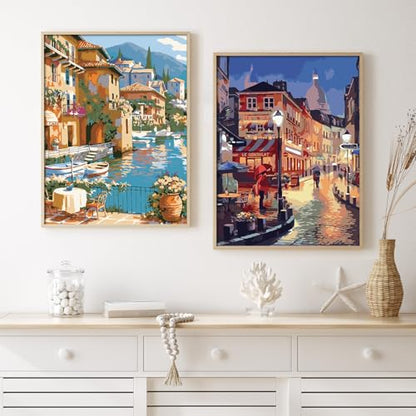 QUITEDEW 2 Pack Paint by Numbers Kit for Adults Colorful Box11.8x15.7 Inch - color: D3-scenery