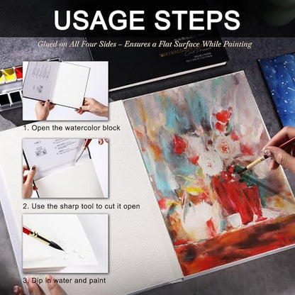 rubens Watercolor Paper Block, 5.3 x7.6 in Cold Pressed Watercolor Papers - size: 32K-Cold Pressed