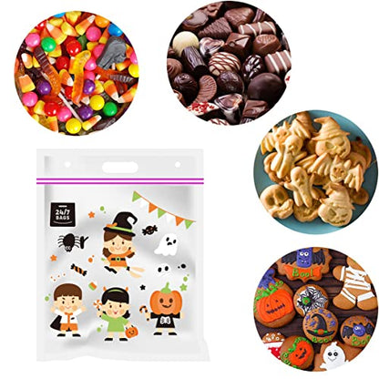 6 X-Large Halloween Plastic Storage Bags, 7 Gallons, Zero BPA, Double Layer Carry Handle, 18"x24"x7" - size: 7 GALLONS HALLOWEEN PRINT
