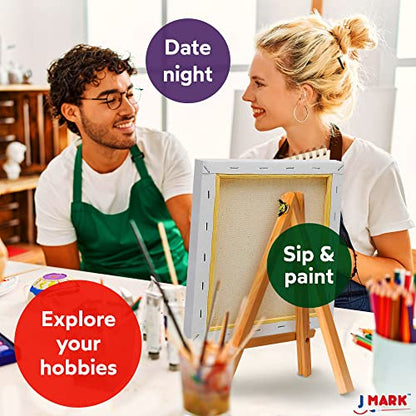 J MARK Painting Set, Canvas and Paint Set - Paint Kits for Adults with Canvas, 8 x 10 in. Canvases, Brushes, Palette and More - color: 22 Pcs
