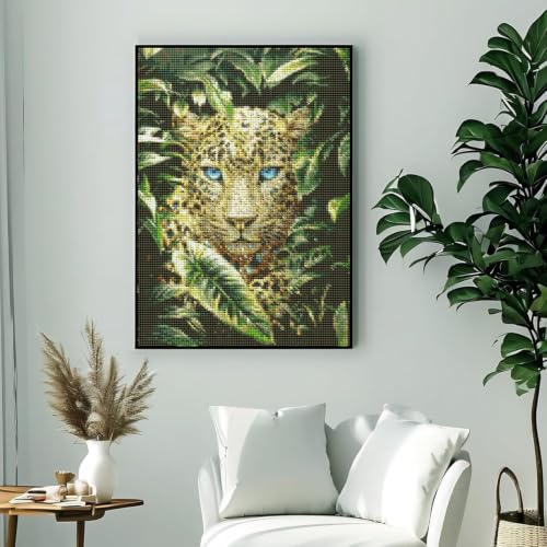 Gemozaic Leopard Diamond Art Kits for Adults, 12 x 16 Inch, Unframed - color: G10025