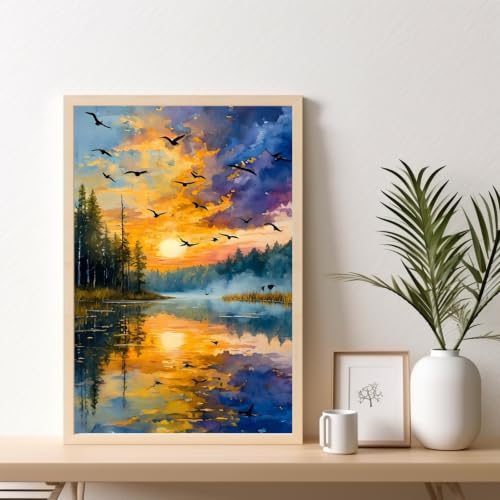 Landscape Framed Paint by Numbers Kit for Adults Beginner 8x12 inch - color: Frame-OP-US03