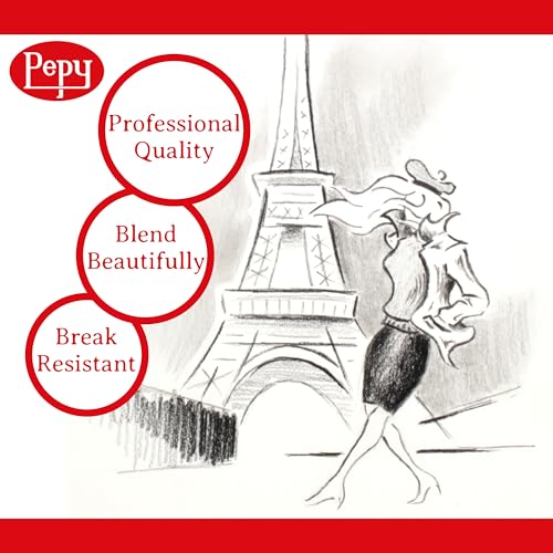 Pepy Professional Soft Charcoal Pencil Set – Set of 6 Pre-Sharpened Black Charcoal Pencils; Perfect for Drawing, Sketching, Blending and Shading