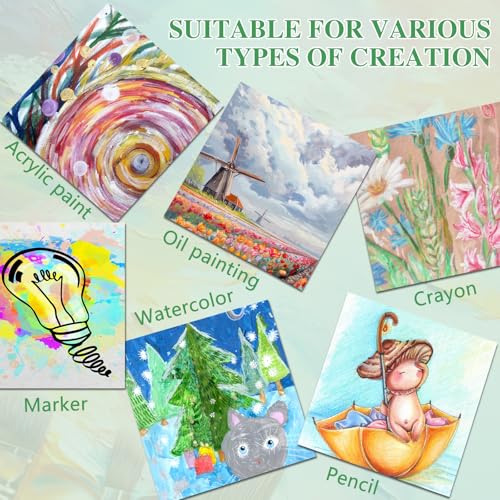 ESRICH Mini Canvases for Painting,4x4In Canvas in Bulk 10Pack, 2/5In Profile Small Square Canvas, Blank Canvases are Great for School Projects and Kids Birthday Parties, Home Decor Project. - size: 4x4in-10Pack