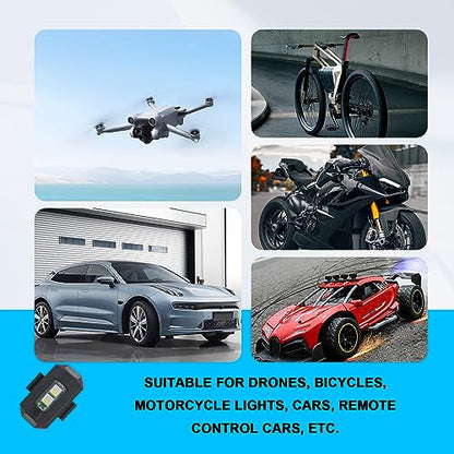 4PCS Rechargeable Night Warning Light LED Strobe Lights 7 Colors Drone Anti-Collision Lights for Car Motorcycle Boat