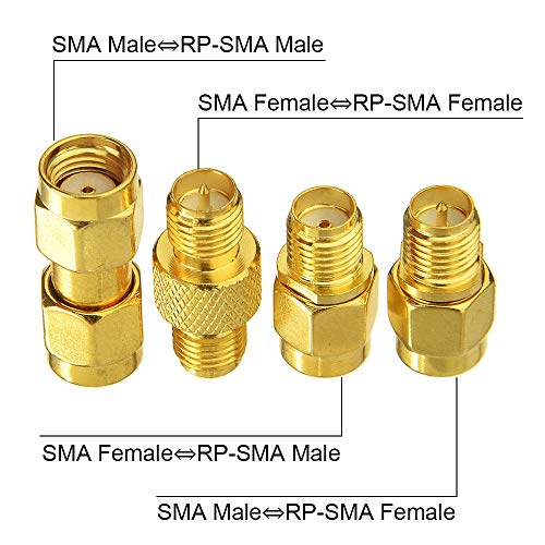 Superbat SMA Female/Male to RP-SMA Female/Male RF Coaxial Coax Adapter Connector Kit - size: sma to rpsma