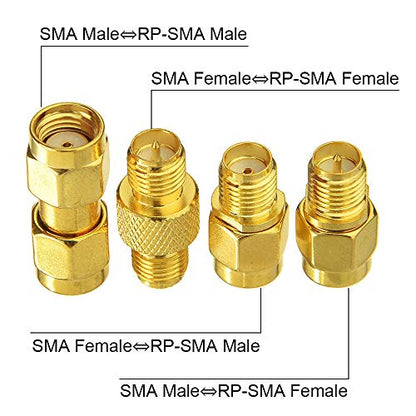 Superbat SMA Female/Male to RP-SMA Female/Male RF Coaxial Coax Adapter Connector Kit - size: sma to rpsma