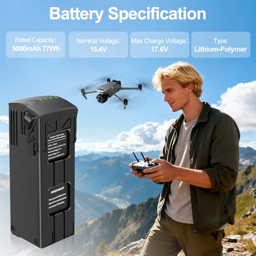 2-Pack Mavic 3 Batteries 5000mAh Up to 46 Mins Flight Time and LCD Display Mavic 3 Pro Battery Charger Compatible with DJI Mavic 3/3 Pro/3 Cine/3 Classic/3 Pro Cine/3 Enterprise Series