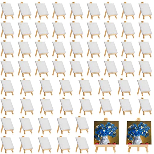 Mimorou 32 Pack Mini Canvas with Easel for Painting Wood, 3 x 3 Inch - size: 3 x 3 Inch