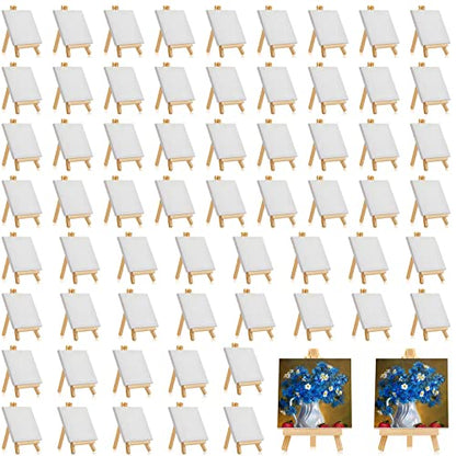 Mimorou 32 Pack Mini Canvas with Easel for Painting Wood, 3 x 3 Inch - size: 3 x 3 Inch