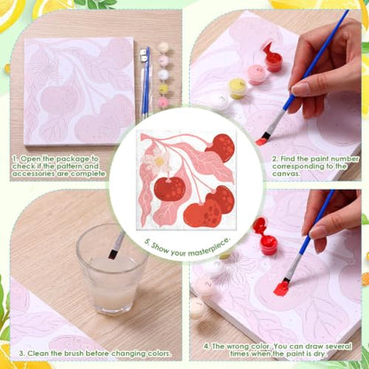 RoundFunny 8 Set Paint by Numbers Drawing Kit for Adults,Summer Fruit - style: Summer Fruit