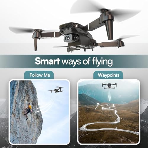 Falcon X 4K Camera Drone with Built-In Screen Remote Controller, WiFi FPV Foldable Quadcopter with 3 Batteries & Carrying Case – Beginner-Friendly Drone for Adults