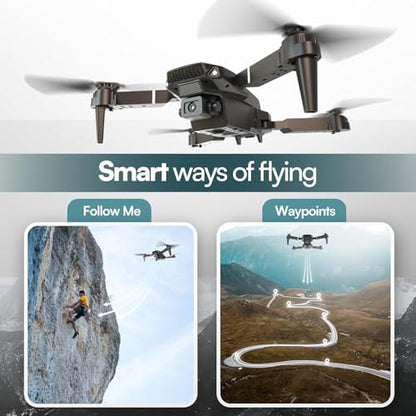 Falcon X 4K Camera Drone with Built-In Screen Remote Controller, WiFi FPV Foldable Quadcopter with 3 Batteries & Carrying Case – Beginner-Friendly Drone for Adults