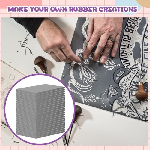 MotiMind 12 Pcs 6 x 8 Inch Linoleum Block Rubber Stamp Carving Blocks