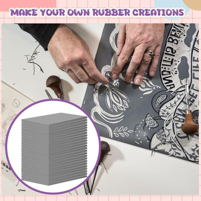 MotiMind 12 Pcs 6 x 8 Inch Linoleum Block Rubber Stamp Carving Blocks